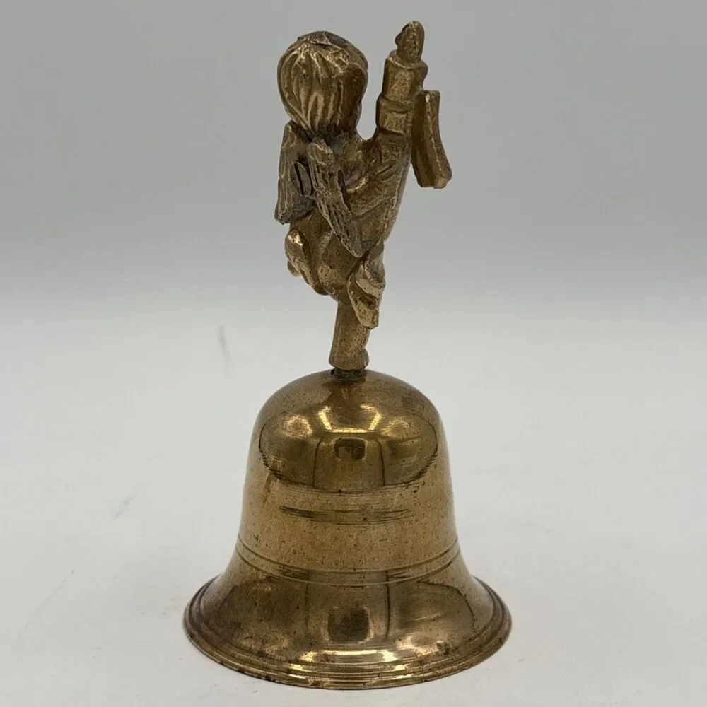 Vintage Brass Cherub Angel Bell Solid Brass Made in India Decorative